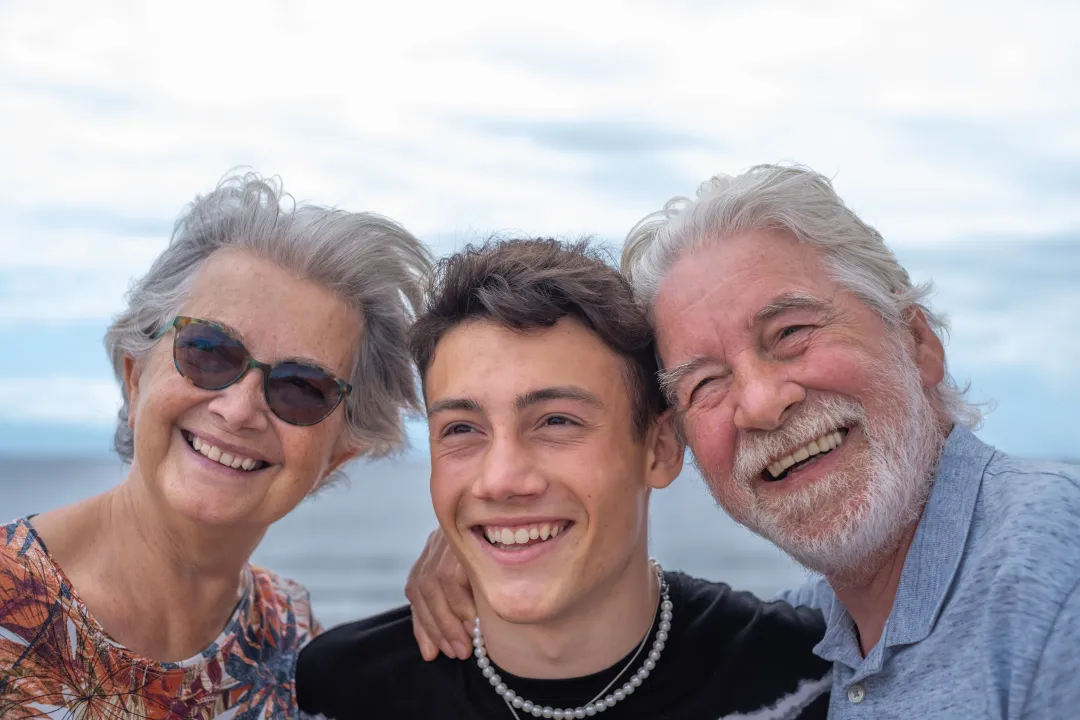 Young person with parents